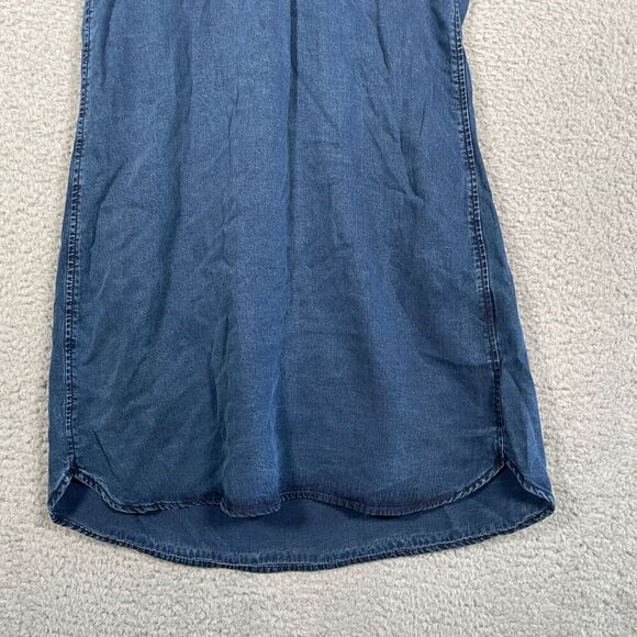 H&M Dress Women's 2 Blue Denim Chambray Tunic Stretch V-Neck Lyocell - Picture 4 of 10